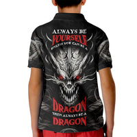 Demon Skull Kid Polo Shirt Always be yourself unless you can be a Dragon then always be a Dragon - Wonder Print Shop