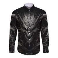 Demon Skull Long Sleeve Button Shirt Always be yourself unless you can be a Dragon then always be a Dragon - Wonder Print Shop