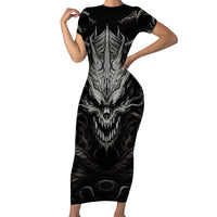 Demon Skull Short Sleeve Bodycon Dress Always be yourself unless you can be a Dragon then always be a Dragon - Wonder Print Shop