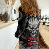 Demon Skull Women Casual Shirt Always be yourself unless you can be a Dragon then always be a Dragon - Wonder Print Shop