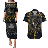 Skoll and Hati Viking Wolfs Couples Matching Puletasi Dress and Hawaiian Shirt - Wonder Print Shop