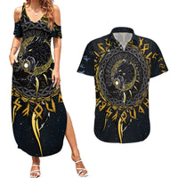 Skoll and Hati Viking Wolfs Couples Matching Summer Maxi Dress and Hawaiian Shirt - Wonder Print Shop