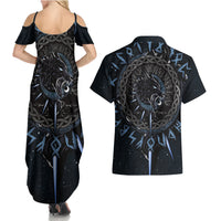 Skoll and Hati Viking Wolfs Couples Matching Summer Maxi Dress and Hawaiian Shirt - Wonder Print Shop