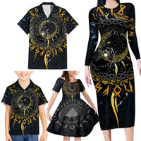Skoll and Hati Viking Wolfs Family Matching Long Sleeve Bodycon Dress and Hawaiian Shirt - Wonder Print Shop