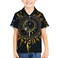 Skoll and Hati Viking Wolfs Family Matching Off Shoulder Long Sleeve Dress and Hawaiian Shirt - Wonder Print Shop