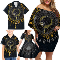 Skoll and Hati Viking Wolfs Family Matching Off Shoulder Short Dress and Hawaiian Shirt - Wonder Print Shop