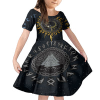Skoll and Hati Viking Wolfs Family Matching Short Sleeve Bodycon Dress and Hawaiian Shirt - Wonder Print Shop