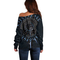 Skoll and Hati Viking Wolfs Off Shoulder Sweater - Wonder Print Shop