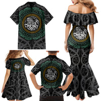 Viking Family Matching Mermaid Dress and Hawaiian Shirt Sleipnir symbol and viking pattern art - Wonder Print Shop