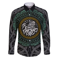 Viking Family Matching Short Sleeve Bodycon Dress and Hawaiian Shirt Sleipnir symbol and viking pattern art - Wonder Print Shop