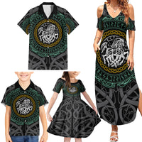 Viking Family Matching Summer Maxi Dress and Hawaiian Shirt Sleipnir symbol and viking pattern art - Wonder Print Shop