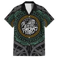Viking Hawaiian Shirt Sleipnir symbol and viking pattern art - Wonder Print Shop