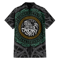 Viking Hawaiian Shirt Sleipnir symbol and viking pattern art - Wonder Print Shop