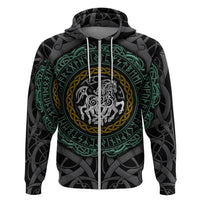 Viking Hoodie Sleipnir symbol and viking pattern art - Wonder Print Shop