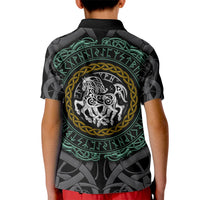 Viking Kid Polo Shirt Sleipnir symbol and viking pattern art - Wonder Print Shop
