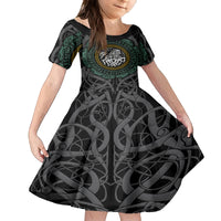 Viking Kid Short Sleeve Dress Sleipnir symbol and viking pattern art - Wonder Print Shop
