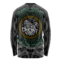 Viking Long Sleeve Shirt Sleipnir symbol and viking pattern art - Wonder Print Shop
