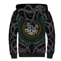 Viking Sherpa Hoodie Sleipnir symbol and viking pattern art - Wonder Print Shop