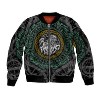 Viking Sleeve Zip Bomber Jacket Sleipnir symbol and viking pattern art - Wonder Print Shop