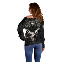 Viking Raven Off Shoulder Sweater Viking Blood Runs Through My Veins - Wonder Print Shop