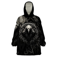 Viking Raven Wearable Blanket Hoodie Viking Blood Runs Through My Veins - Wonder Print Shop