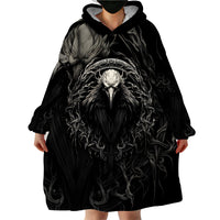 Viking Raven Wearable Blanket Hoodie Viking Blood Runs Through My Veins - Wonder Print Shop