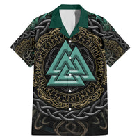 Viking Family Matching Mermaid Dress and Hawaiian Shirt Cyan Valknut and Yggdrasil - Wonder Print Shop