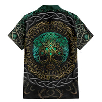 Viking Family Matching Mermaid Dress and Hawaiian Shirt Cyan Valknut and Yggdrasil - Wonder Print Shop
