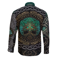 Viking Family Matching Summer Maxi Dress and Hawaiian Shirt Cyan Valknut and Yggdrasil - Wonder Print Shop