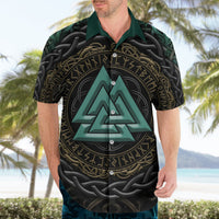 Viking Hawaiian Shirt Cyan Valknut and Yggdrasil - Wonder Print Shop