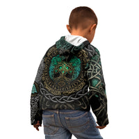 Viking Kid Hoodie Cyan Valknut and Yggdrasil - Wonder Print Shop