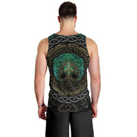 Viking Men Tank Top Cyan Valknut and Yggdrasil - Wonder Print Shop
