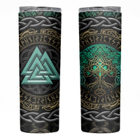 Viking Skinny Tumbler Cyan Valknut and Yggdrasil - Wonder Print Shop