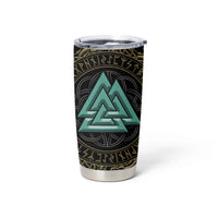 Viking Tumbler Cup Cyan Valknut and Yggdrasil - Wonder Print Shop