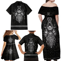 Viking Family Matching Off Shoulder Maxi Dress and Hawaiian Shirt Norse Enigma Odin's Vision - Wonder Print Shop