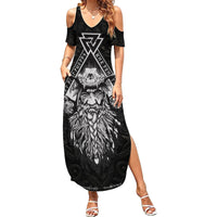 Viking Family Matching Summer Maxi Dress and Hawaiian Shirt Norse Enigma Odin's Vision - Wonder Print Shop