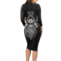 Viking Long Sleeve Bodycon Dress Norse Enigma Odin's Vision - Wonder Print Shop