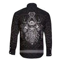 Viking Long Sleeve Button Shirt Norse Enigma Odin's Vision - Wonder Print Shop