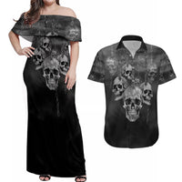 Skull Couples Matching Off Shoulder Maxi Dress and Hawaiian Shirt I'll Keep You - Wonder Print Shop