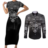 Skull Couples Matching Short Sleeve Bodycon Dress and Long Sleeve Button Shirts I'll Keep You - Wonder Print Shop