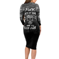 Skull Long Sleeve Bodycon Dress I'll Keep You - Wonder Print Shop