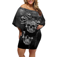 Skull Off Shoulder Short Dress I'll Keep You - Wonder Print Shop