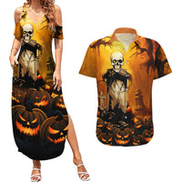 Happy Halloween Party Couples Matching Summer Maxi Dress and Hawaiian Shirt - Wonder Print Shop