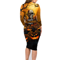 Happy Halloween Party Family Matching Long Sleeve Bodycon Dress and Hawaiian Shirt - Wonder Print Shop