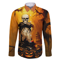 Happy Halloween Party Family Matching Off Shoulder Long Sleeve Dress and Hawaiian Shirt - Wonder Print Shop