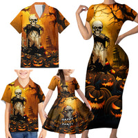 Happy Halloween Party Family Matching Short Sleeve Bodycon Dress and Hawaiian Shirt - Wonder Print Shop