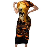 Happy Halloween Party Family Matching Short Sleeve Bodycon Dress and Hawaiian Shirt - Wonder Print Shop