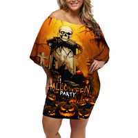 Happy Halloween Party Off Shoulder Short Dress - Wonder Print Shop