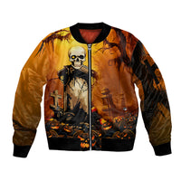 Happy Halloween Party Sleeve Zip Bomber Jacket - Wonder Print Shop