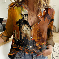 Happy Halloween Party Women Casual Shirt - Wonder Print Shop